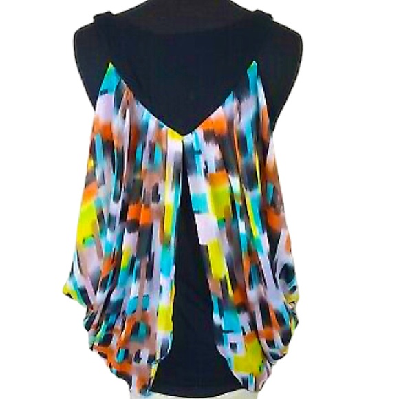 New Directions📌petite size small colorful sleeveless top beadwork around collar - Picture 3 of 12